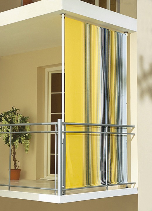 Sichtschutz und Sonnenschutz - Balkon-Seitensichtschutz, in Größe 120 (Breite 120 cm) bis 150 (Breite 150 cm), in Farbe GELB-GRAU Ansicht 1