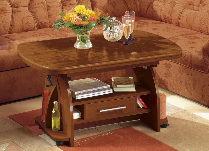 Couchtische - Couchtisch mit Schublade, in Farbe NUSSBAUM, in Ausführung Feste Platte, Höhe 46 cm Ansicht 1