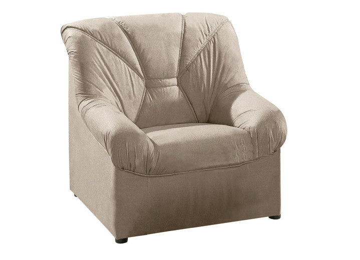 - Polstermöbel mit weichem Bezug aus Microvelours, in Farbe BEIGE, in Ausführung Sessel Ansicht 1