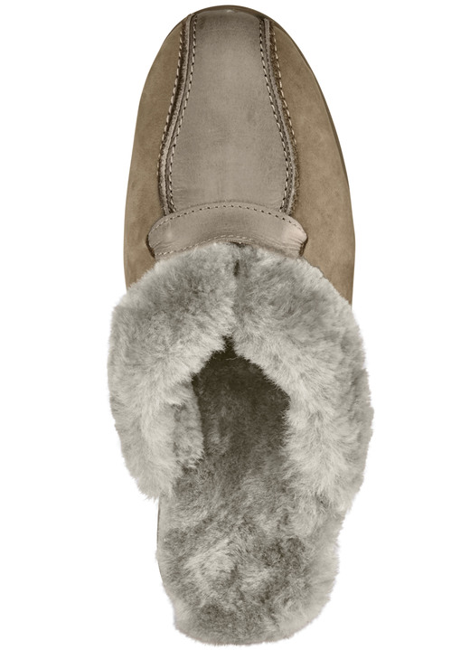 Hausschuhe - ELENA EDEN Pantoffel mit echtem Lammfellfutter, in Größe 036 bis 043, in Farbe MARINE-HELLGRAU Ansicht 5