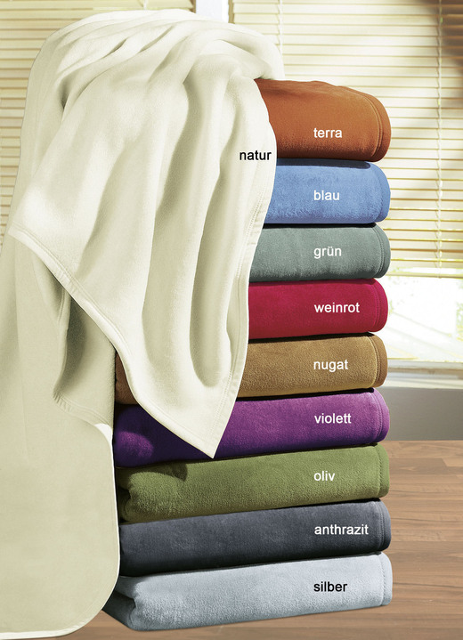 Decken - Hochwertige Schlafdecke, 2er-Set, mit Veloursband-Einfassung, von Bocasa, in Farbe TERRA