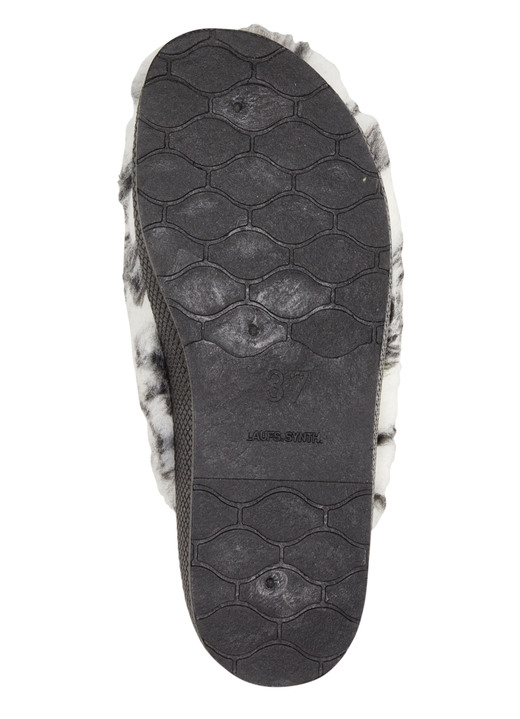 Hausschuhe - Pantoffel aus bedrucktem Plüschmaterial, in Größe 036 bis 043, in Farbe ECRU-GRAU Ansicht 3