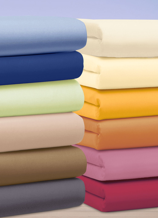 Spannbetttücher - Doppel-Jersey Spannbetttuch, in Größe 133 (1x 90-100/200 cm) bis 138 (1x 180–200/200 cm), in Farbe BLAU Ansicht 2