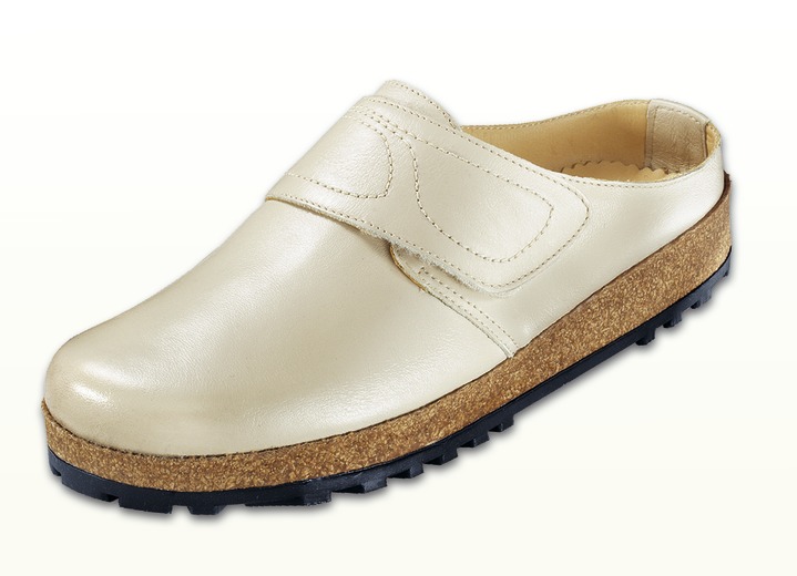 Sandalen & Pantoletten - Haflinger-Lederclog aus weichem Rindleder, in Größe 036 bis 042, in Farbe BEIGE Ansicht 1