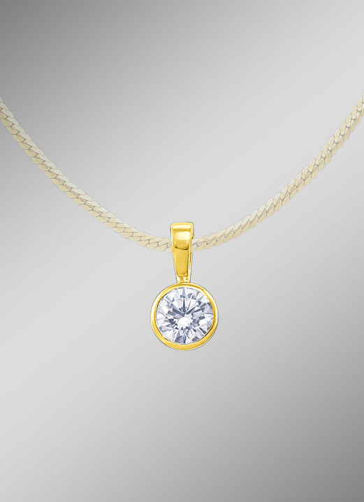 Diamant-Solitäre - Massiver Anhänger mit Brillant, in Farbe  Ansicht 2