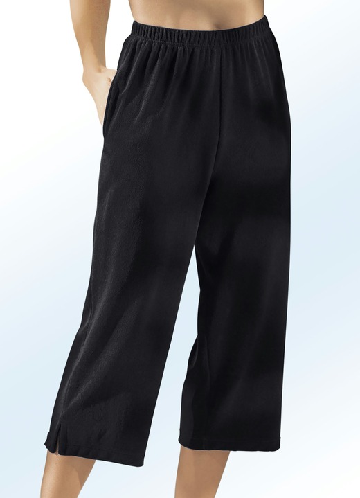 Strandmode - Frottier-Hose in Capriform, in Größe 038 bis 056, in Farbe SCHWARZ Ansicht 1