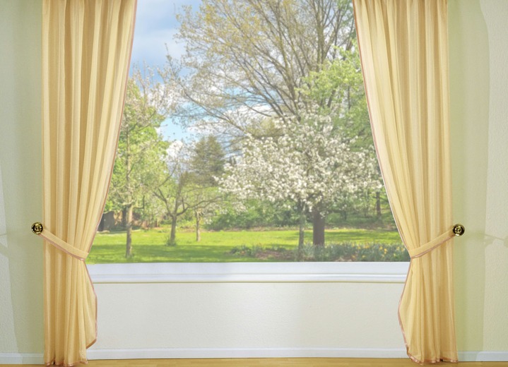 Klassisch - Seitenschal-Garnitur mit Satin-Einfassband und Universalschienenband, in Größe 358 (H145xB145 cm) bis 458 (H245xB145 cm), in Farbe BLAU Ansicht 2