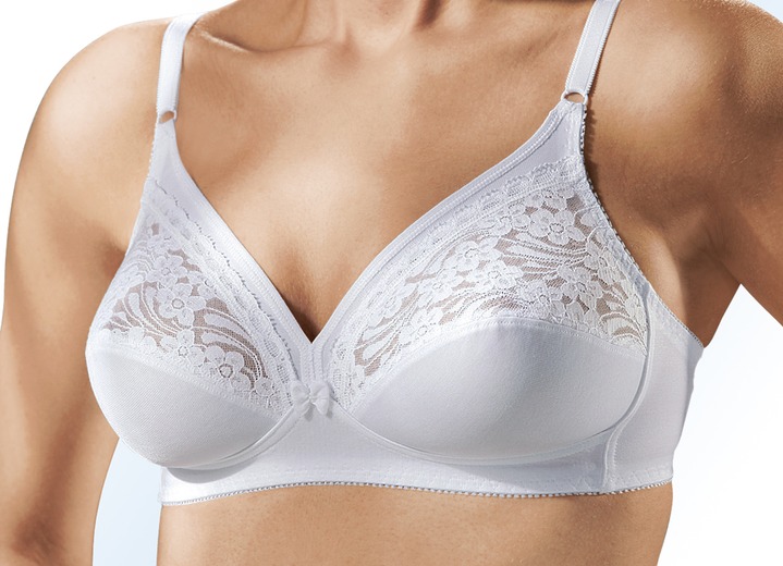 BHs - Triumph Zweierpack BH mit Baumwollspitze, in Größe 075 bis 100, in Cup B, in Farbe 1X PUDER, 1X WEISS Ansicht 1