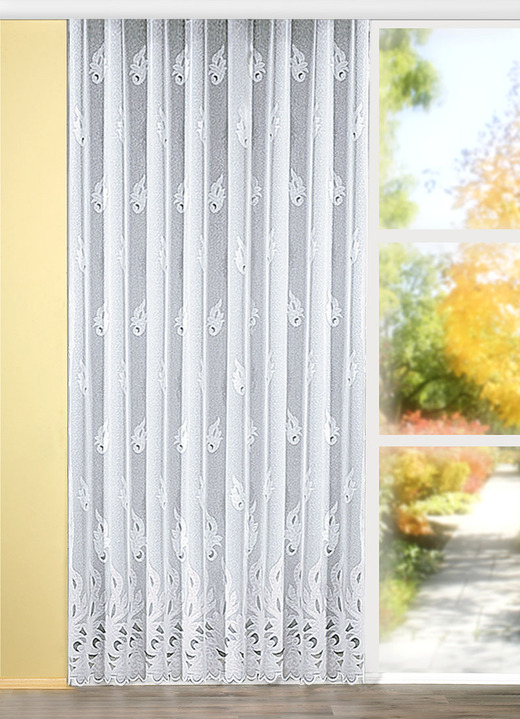 - Dekorativer Langstore mit Universalschienenband, in Größe 217 (H220xB300 cm) bis 259 (H240xB750 cm), in Farbe WEISS Ansicht 1