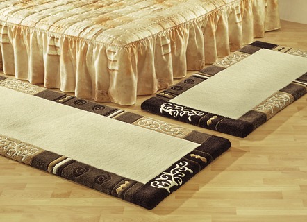 Bettumrandungen - Handgetuftete Brücken, Teppiche und Bettumrandungen, in Größe 103 (Brücke, 60x90 cm) bis 325 (Bettumrandung, 3-teilig), in Farbe BLAU – Farbe BEIGE – Ansicht 