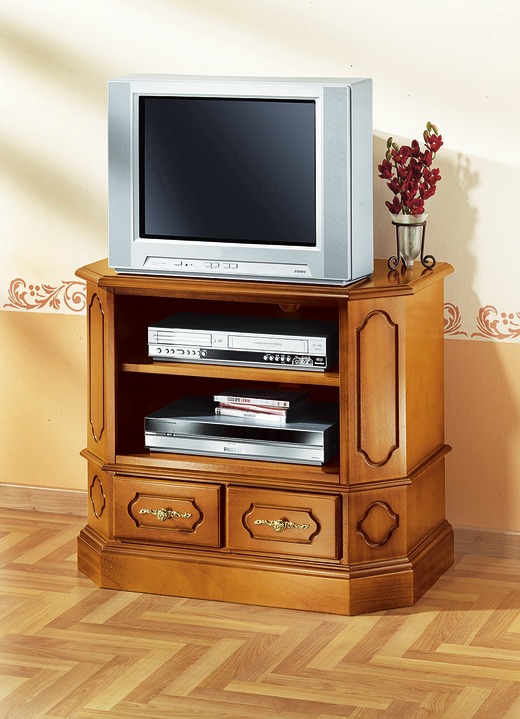 Hifi- &  TV-Möbel - TV-Phonokommode mit goldfarbenen Metallgriffen, in Farbe KIRSCHBAUM Ansicht 1