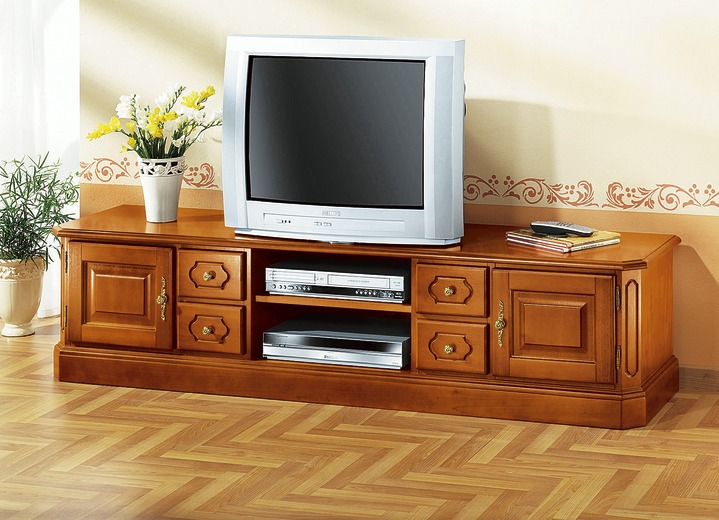 Hifi- &  TV-Möbel - TV-Longboard mit goldfarbenen Metallgriffen, in Farbe KIRSCHBAUM, in Ausführung Breite 140 cm Ansicht 4