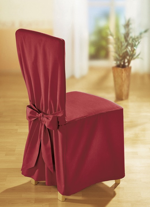Sessel- & Sofaüberwürfe - 2er-Pack Stuhlhussen mit Gummizug im Rücken, in Farbe ROT Ansicht 1