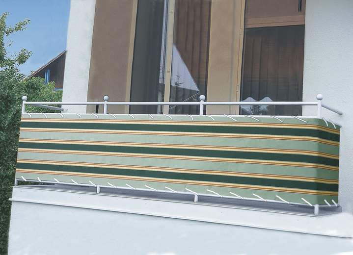Sichtschutz und Sonnenschutz - Balkonbespannung mit Ösen und Schnur, in Größe 075 (Höhe 75 cm) bis 090 (Höhe 90 cm), in Farbe GRÜN Ansicht 1