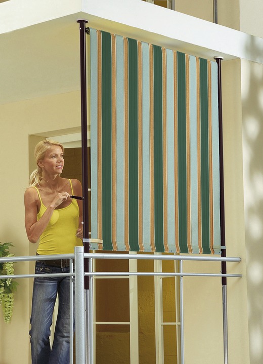 Sichtschutz und Sonnenschutz - Balkon-Seitensichtschutz, in Größe 120 (Breite 120 cm) bis 150 (Breite 150 cm), in Farbe GRÜN-GELB Ansicht 1