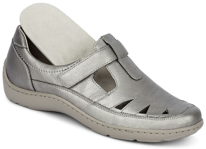 Komfortschuhe - Waldläufer, bequeme Damen-Slipper, Weite H, mit herausnehmbarem Fußbett, in Größe 4 1/2 bis 8 1/2, in Farbe MARINE Ansicht 5