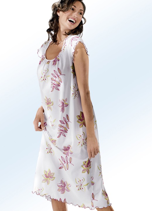 Nachthemden - Nachthemd, Kurzarm mit Rundhals Ansicht 3 Nachthemden - Nachthemd, Kurzarm mit Rundhals, in Größe 040 bis 060, in Farbe WEISS-TÜRKIS Ansicht 3