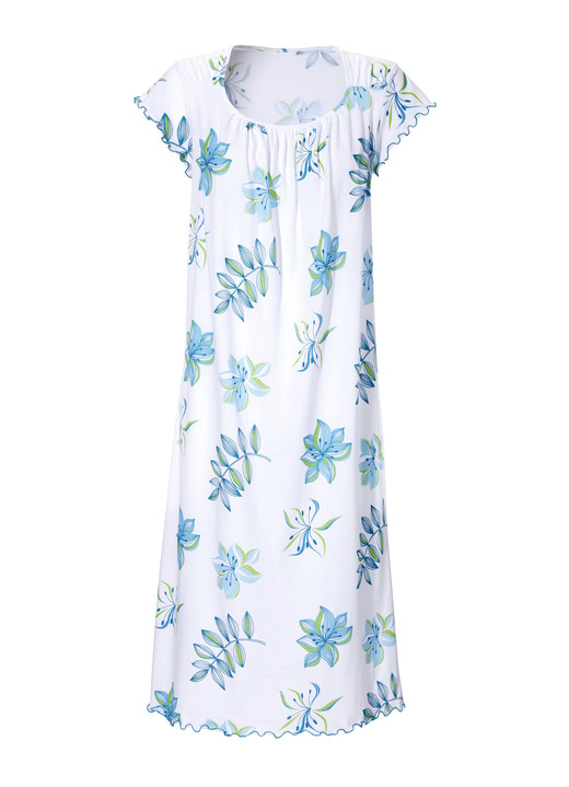 Nachthemden - Nachthemd, Kurzarm mit Rundhals Ansicht 4 Nachthemden - Nachthemd, Kurzarm mit Rundhals, in Größe 040 bis 060, in Farbe WEISS-KIRSCHROT Ansicht 4