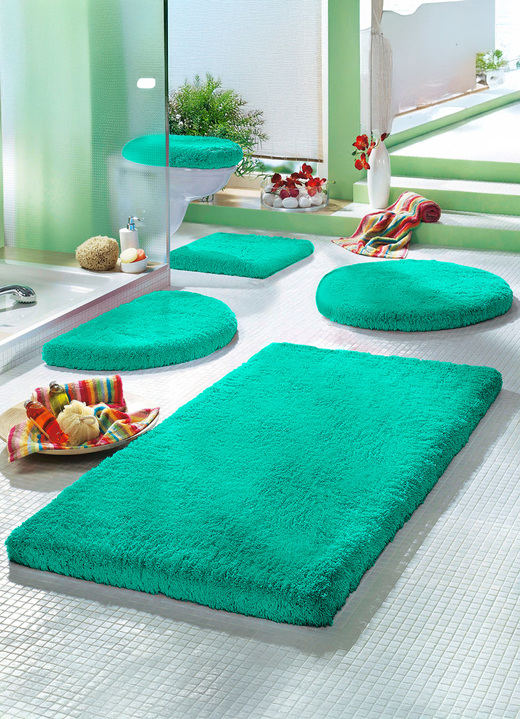 Badgarnituren - Mesana Badgarnitur mit rutschhemmender Rückseite Ansicht 19 Badgarnituren - Mesana Badgarnitur mit rutschhemmender Rückseite, in Größe 100 (Vorleger halbrund, 50/ 80 cm) bis 112 (Deckelbezug, 47/ 50 cm), in Farbe KIWI Ansicht 19