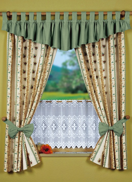 - Seitenschal-Garnitur in Leinen-Optik, in Größe 340 (H125xB 60 cm) bis 436 (H225xB132 cm), in Farbe NATUR-BUNT Ansicht 2