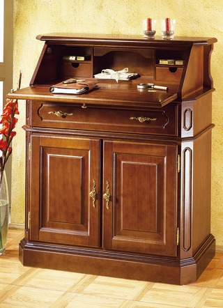 Büromöbel - Sekretär mit eleganten, goldfarbenen Metallgriffen, in Farbe KIRSCHBAUM