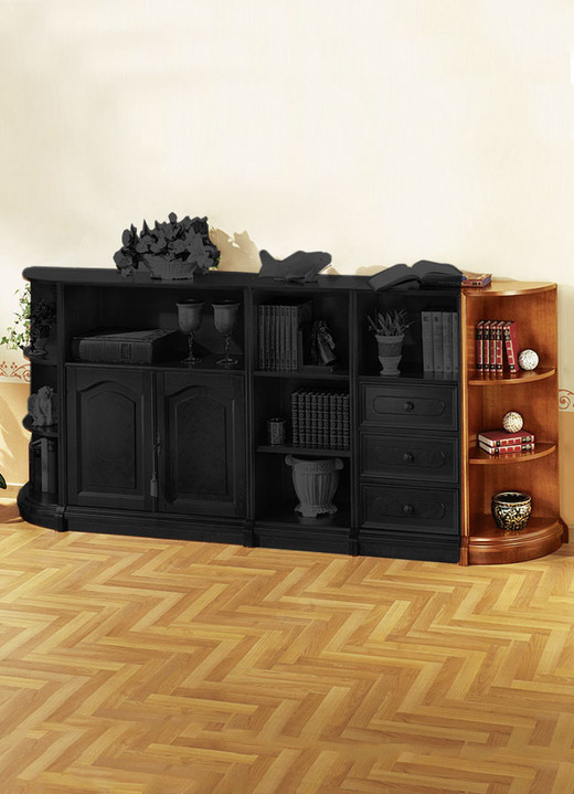 Wohnwände - Teilmassive Möbelserie mit Echtholzfurnier, in Farbe KIRSCHBAUM, in Ausführung Regal, schmal Ansicht 13