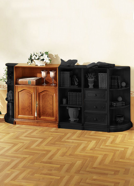 Wohnwände - Teilmassive Möbelserie mit Echtholzfurnier, in Farbe KIRSCHBAUM, in Ausführung Regal, schmal Ansicht 14