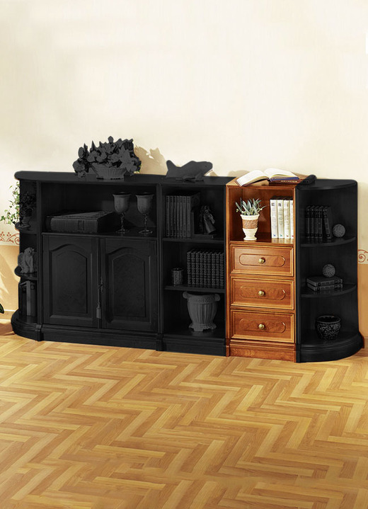 Wohnwände - Teilmassive Möbelserie mit Echtholzfurnier, in Farbe KIRSCHBAUM, in Ausführung Regal, schmal Ansicht 12