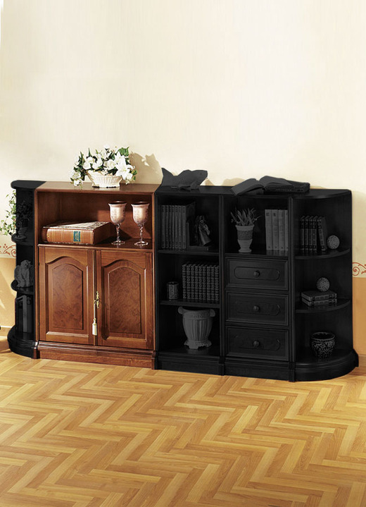 Wohnwände - Teilmassive Möbelserie mit Echtholzfurnier, in Farbe KIRSCHBAUM, in Ausführung Regal, schmal Ansicht 7