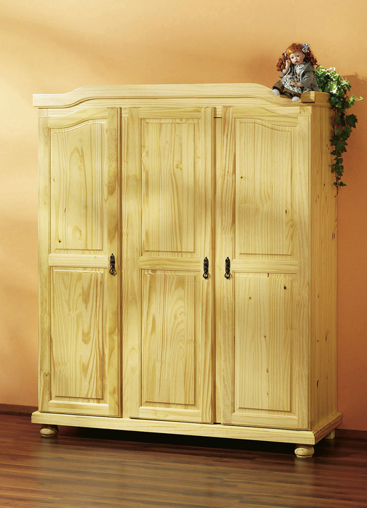 Schlafzimmerschränke - Kleiderschrank aus massiver Kiefer, in Farbe WEISS, in Ausführung Schrank, 2-türig Ansicht 4