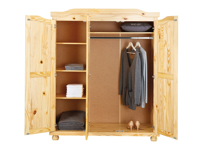 Schlafzimmerschränke - Kleiderschrank aus massiver Kiefer, in Farbe WEISS, in Ausführung Schrank, 2-türig Ansicht 7