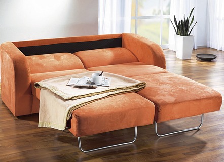 Schlafsofas - Funktionssofa mit pflegeleichtem Microfaser-Bezugsstoff – Farbe TERRA – Ansicht  Schlafsofas - Funktionssofa mit pflegeleichtem Microfaser-Bezugsstoff, in Farbe BORDEAUX – Farbe TERRA – Ansicht