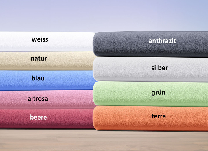 Spannbetttücher - Kuschelweiche Spannbetttücher aus hochwertigem Nicki-Velours, in Größe 133 (Spannbetttuch, 90–100/200 cm) bis 138 (Spannbetttuch, 180–200/200 cm), in Farbe BLAU Ansicht 4