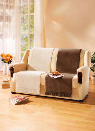 bocasa Wohndecke und Sesselschoner mit Fransenabschluss