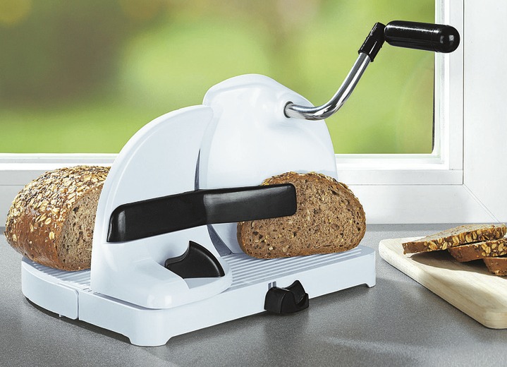 - Brotschneidemaschine mit Handkurbel, in Farbe WEISS