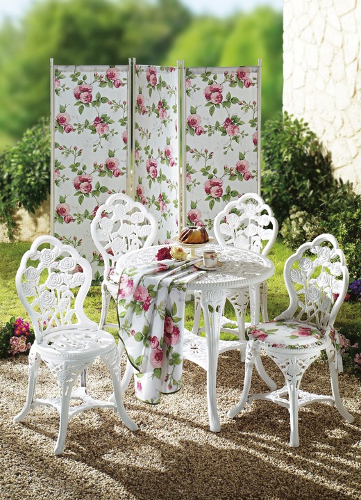 Gartenmöbel - Möbelgruppe in attraktiver Gusseisen-Optik , in Farbe WEISS, in Ausführung 5-teilige Möbelgruppe