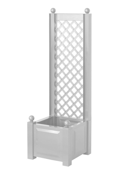 Blumentöpfe und Pflanzgefäße - Pflanzkasten mit Spalier aus robustem Kunststoff, in Farbe WEISS, in Ausführung Pflanzkasten mit Rankgitter, breit Ansicht 1