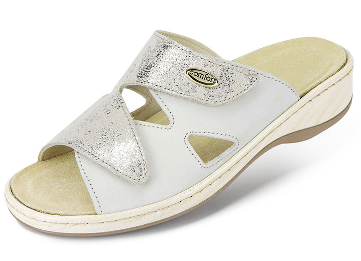 Komfortschuhe - ELENA EDEN Pantolette mit Wörishofer Kork-Lederfußbett, in Größe 036 bis 042, in Farbe ECRU Ansicht 1