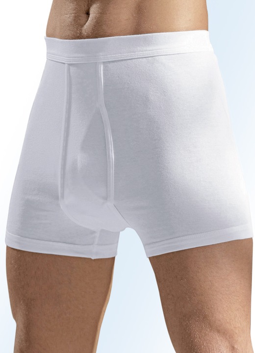 Unterwäsche - Hermko Viererpack Unterhosen aus Feinripp, in Größe 005 bis 013, in Farbe WEISS