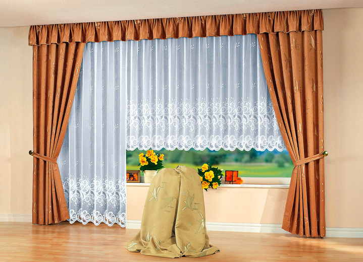 Klassisch - Herrlicher Querbehang mit Smokband, in Größe 674 (H30xB300 cm) bis 691 (H30xB900 cm), in Farbe SAND Ansicht 4