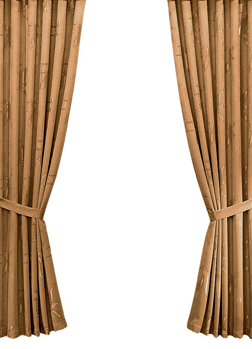 Klassisch - Übergardinen-Garnitur mit Universalschienenband Ansicht 2 Klassisch - Übergardinen-Garnitur mit Universalschienenband, in Größe 363 (H150xB130 cm) bis 899 (2er-Pack Raffhalter, 80 cm), in Farbe BRAUN Ansicht 2