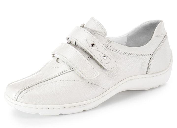 Komfortschuhe - Waldläufer, bequeme Damen-Slipper, Weite H, mit herausnehmbarem Fußbett, in Größe 3 1/2 bis 8, in Farbe SCHWARZ-BUNT Ansicht 8