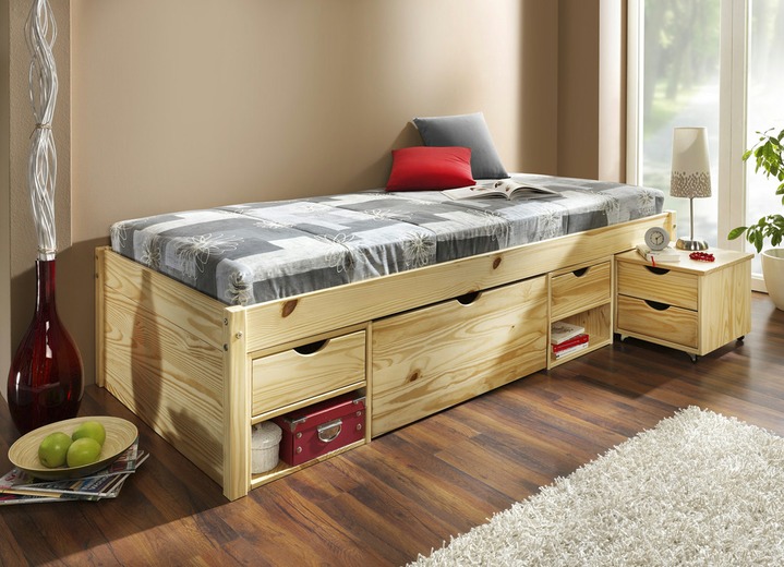 Betten - Funktionsbett aus massivem Kiefernholz, in Farbe NATUR Ansicht 1