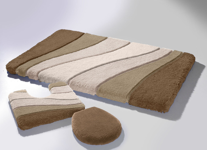 Badgarnituren - Barfußweiche Badgarnitur aus dem Traditionshaus Meusch, in Größe 100 (Vorleger, 55/65 cm) bis 112 (WC-Deckelbezug mit Kordel), in Farbe TAUPE Ansicht 1