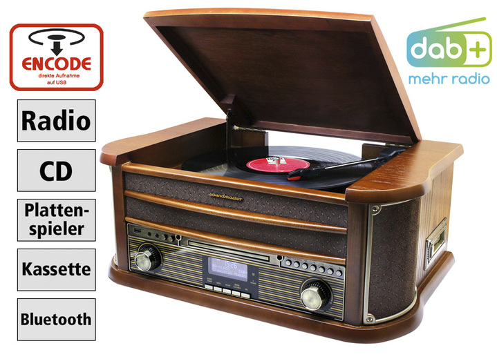 - DAB-Nostalgie-Stereoanlage im Echtholzgehäuse, in Farbe BRAUN Ansicht 1