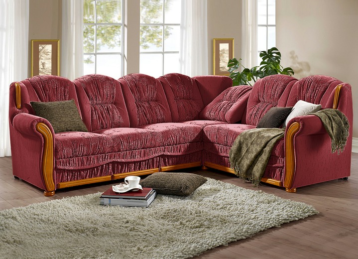 Polstermöbel - Polsterecke mit Bettfunktion und Bettkasten, in Farbe BORDEAUX Ansicht 1
