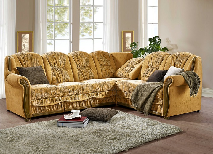 Polstermöbel - Polsterecke mit Bettfunktion und Bettkasten, in Farbe GOLD Ansicht 1