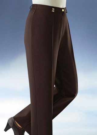 Hosen - Hose mit weiterem Bundumfang in 9 Farben – Farbe DUNKELBRAUN Hosen - Hose mit weiterem Bundumfang in 9 Farben, in Größe 019 bis 245, in Farbe DUNKELGRAU