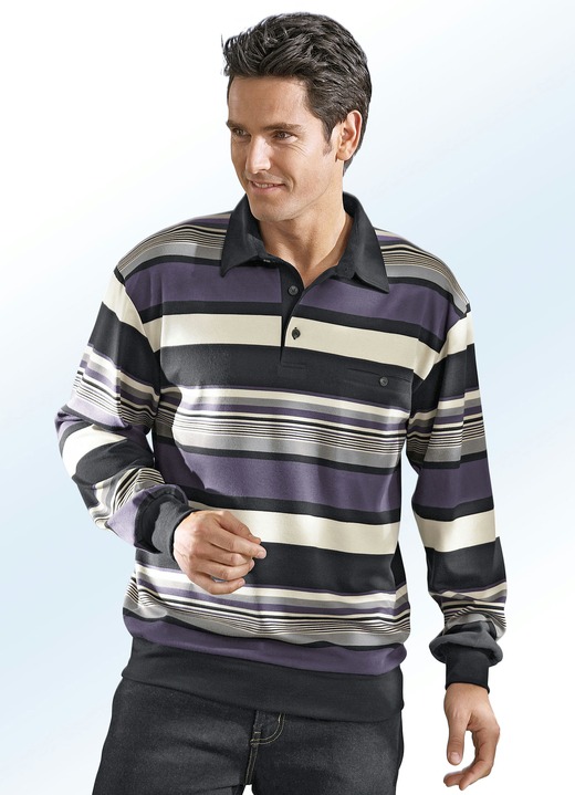 Hemden, Pullover & Shirts - Poloshirt in 3 Farben, in Größe 046 bis 062, in Farbe MARINE-BLAU- SCHLAMM-BEIGE Ansicht 3