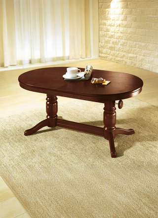 Teilmassiver Couchtisch mit gedrechseltem Tischgestell